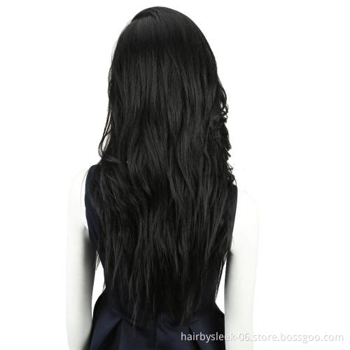Rebecca Fashion long curly silk base classic full quality 13x6 blonde bangs lace front heat resistant synthetic wig with frontal